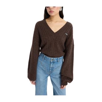Rotate ROTATE Birger Christensen, V-neck Knitwear, female, Brown, Size: XS Rotate Sweaters