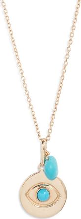 Anzie Evil Eye Pendant Necklace in 14K Yellow Gold at Nordstrom, Size 17 In