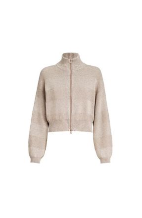Brunello Cucinelli Cardigan with dazzling stripes in Desert at Nordstrom, Size 3X-Large Eu