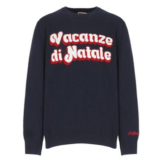 Saint Barth Truien & Vesten, Heren, Blauw, M, Wol, Heron Vacanze Logo