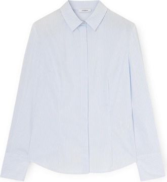 Motivi Gestreept Poplin Overhemd - Dames - Overhemden - Blauw - 2XS - Katoen - Overhemden