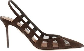 Aquazzura D&eacute;collet&eacute; Slingback - Dames - Sandalen met hakken - Bruin - 36 EU - Leer - Schoenen
