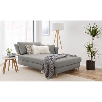 Mørteens home24 Mørteens Recamiere Hillarys II Grau Webstoff 101x44x220 cm mit Bettkasten