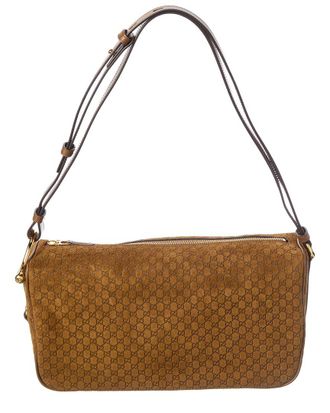Gucci Horsebit Medium Suede Shoulder Bag