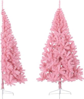 vidaXL Medio &Aacute;rbol De Navidad Artificial Con Soporte Pvc Rosa 210 Cm Vidaxl