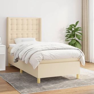 vidaXL Vidaxl - Cama Box Spring Con Colch&oacute;n Tela Color Crema 90x200 Cm