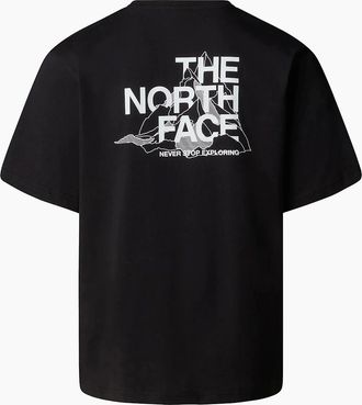 The North Face Mens The North Face Mens T Shirts Mountain Sketch Print Short Sleeve Crew Neck Tee - Black - Size: 38