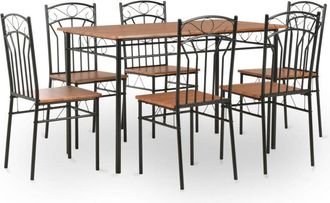 vidaXL Set da Pranzo 7 pz in mdf e Acciaio Marrone - Vidaxl