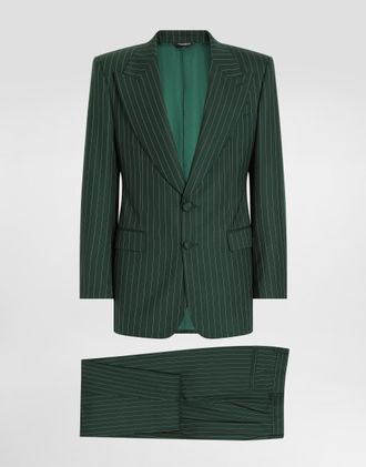 Dolce & Gabbana Single-breasted Martini Suit In Pinstriped Wool - Man Suits And Blazers Multicolor Wool 44