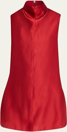 Khaite Daria Sleeveless Turtleneck Twill Mini Dress