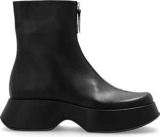 Vic Mati&eacute; Platform Enkellaarzen Elodie - Dames - Enkellaarsjes - Zwart - 38 EU - Leer - Schoenen