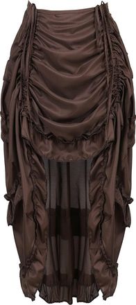 Grebrafan Steampunk Skirt for Corset Women Show Girl Pirate Skirts Party Clubwear Vintage (UK(22-24) 6XL, Brown)