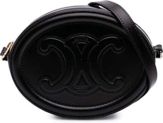 Celine Borsa a tracolla Cuir Oval piccola in pelle di vitello con chiusura Triomphe 2021 - Nero