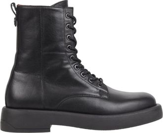Tommy Hilfiger Fashion Enkellaarsjes - Heren - Veterlaarzen - Zwart - 41 EU - Leer - Schoenen