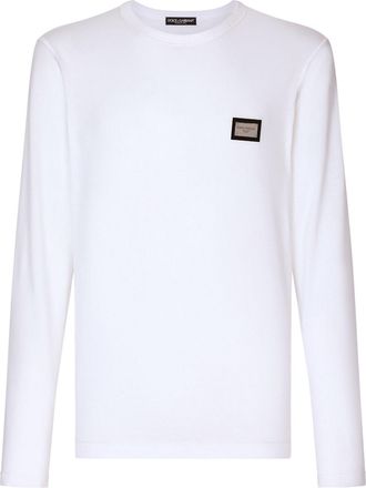 Dolce & Gabbana logo-tag long-sleeve T-shirt - men - Cotton - 60 - White