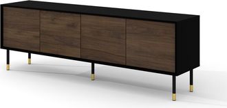 Petits Meubles Mueble TV 4 puertas 180 cm estratificado marrón negro