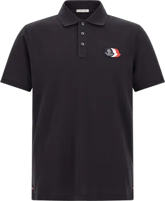 Moncler Blue Logo Shirt Collar Polo