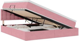 vidaXL Bed with Mattress with LED Pink 180 x 200 cm Velvet vidaXL