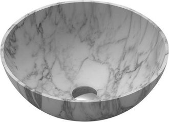 Saniclass Java Marble Waskom - 42x42x15cm - rond - marmer - wit