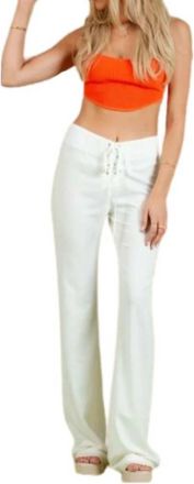 Lucca Couture Kenna Lace Up Flare Pants In White