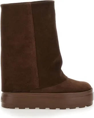 Casadei Brown Folded Ankle Boots