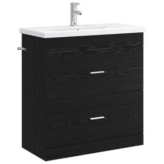 vidaXL Juego De Muebles De Ba&ntilde;o Roble Negro 81 X 40 X 84,5 Cm Vidaxl