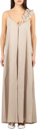 LuckyLu Abito - Dames - Maxi kleedjes - Beige - M - Kleedjes