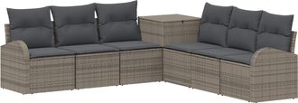 vidaXL Juego De Sof&aacute; 7 Uds. Gris Y Gris Oscuro Rat&aacute;n Sint&eacute;tico Y Acero Vidaxl
