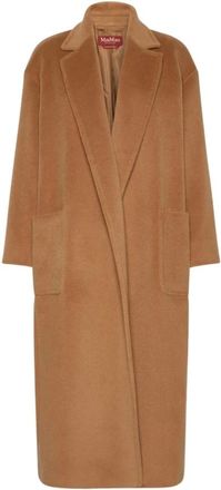 Max Mara Jassen, Dames, Bruin, S, Wol, Lange Wol Beaver Jas