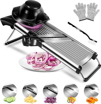 OEM Mandolina Ajustable De Acero Inoxidable Con Cuchilla Afilada Incorporada, Cortador De Verduras Multifuncional, Cortador Manual De Cocina Para Frutas Y