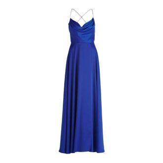 Vera Mont Recht Gesneden Satijnen Avondjurk - Dames - Avondkleed - Blauw - M - Satijn - Kleedjes
