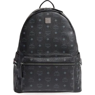 MCM Medium Stark Visetos Studded Backpack in Black at Nordstrom