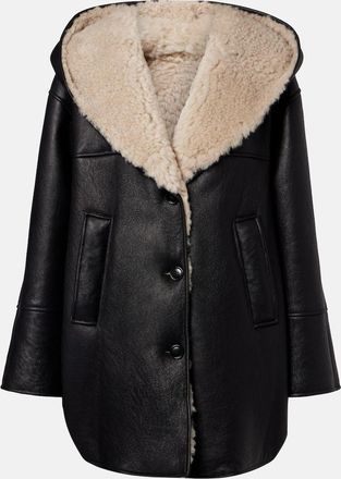 Alaia Ala&iuml;a Cappotto in pelle con shearling