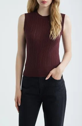 Paige Meara Sleeveless Organic Cotton & Silk Blend Knit Top in Oxblood at Nordstrom, Size Xx-Small