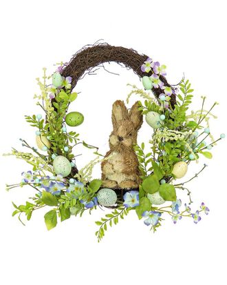 National Tree Company 16In Bunny With Blue And Green Easter Eggs Wreath