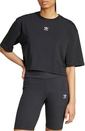 adidas Originals Essentials Trefoil Logo Crop T-Shirt in Black at Nordstrom, Size X-Large