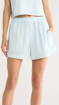 Open Edit Print Cozy Flannel Boxer Pajama Shorts in Blue- Ivory Argyle Bow at Nordstrom Rack, Size X-Small