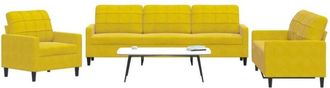 vidaXL Juego De Sof&aacute;s Con Cojines 3 Piezas Terciopelo Amarillo Vidaxl