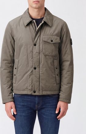 Stone Island Giacca-camicia in nylon imbottito con logo Compass
