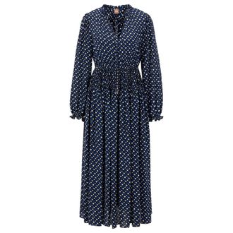 HUGO BOSS Womens Dasota1 Dress in Multi - Blue Viscose - Size 6 UK