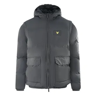 Lyle & Scott Mens 2 in 1 Ripstop Black Puffer Jacket - Size Large