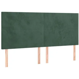 vidaXL Cabecero Con Luces Led Terciopelo Verde Oscuro 200x5x118/128 Cm Vidaxl