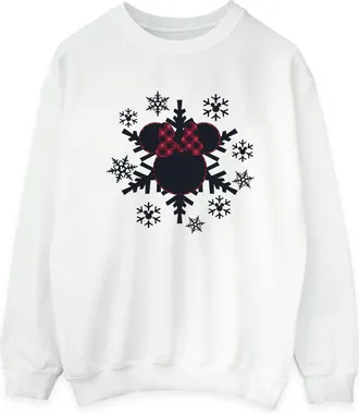 Disney Dames/Dames Minnie Mouse Gingham Sneeuwvlokken Sweatshirt (Wit)
