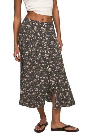 Lucky Brand Simone Floral Midi Skirt in Black Floral at Nordstrom, Size Xx-Large