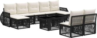 vidaXL Conjunto De Sof&aacute;s De Jard&iacute;n 10 Uds. Negro Y Blanco Crema Vidaxl