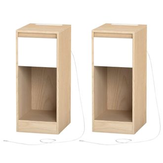 Vasagle 2 mesitas de noche con led y puertos usb de color amarillo y blanco