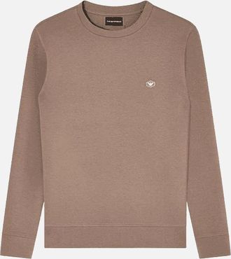 Emporio Armani Mens Cotton Chest Logo Regular Fit Beige Sweatshirt - Cream - Size: 36
