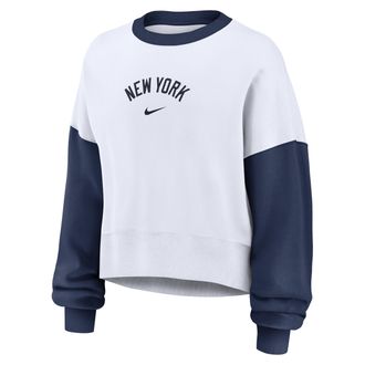 Nike New York Yankees Primary Nike Womens MLB Pullover Crew in White | 01D7022NNK-9HV