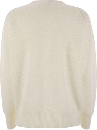 Fabiana Filippi Womens Crew-neck Sweater In Wool And Cotton - Ivory - Size Medium