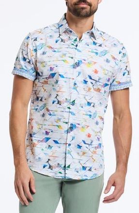 Robert Graham Raymond Short Sleeve Cotton Button-Up Shirt in White at Nordstrom Rack, Size Xx-Large